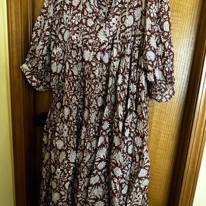 Floral Brown and White Dress